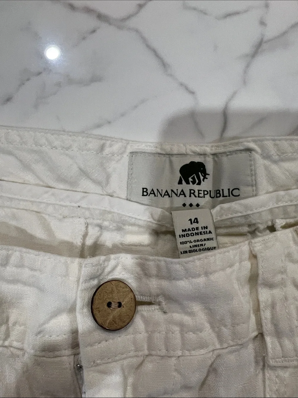 Banana Republic Organic Linen White Straight Leg Pants